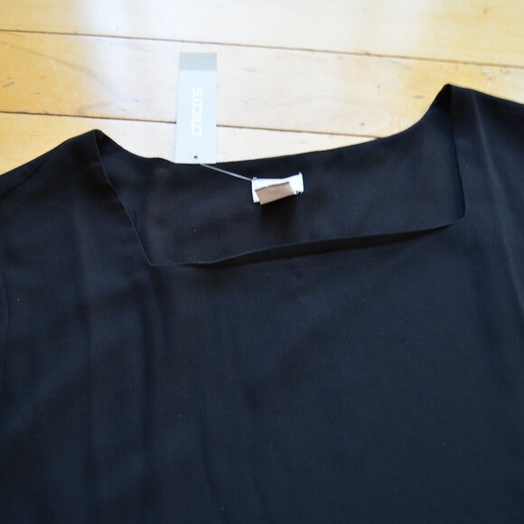 Chico's Chicos Square Neck Blouse Georgette Top Black NWT Size 3 US XL - Picture 3 of 11